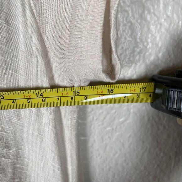 RXB Sz M Sheer Beige Tunic Short Sleeve Flutter High-Low Hem Asymmetrical VNeck - Picture 8 of 9